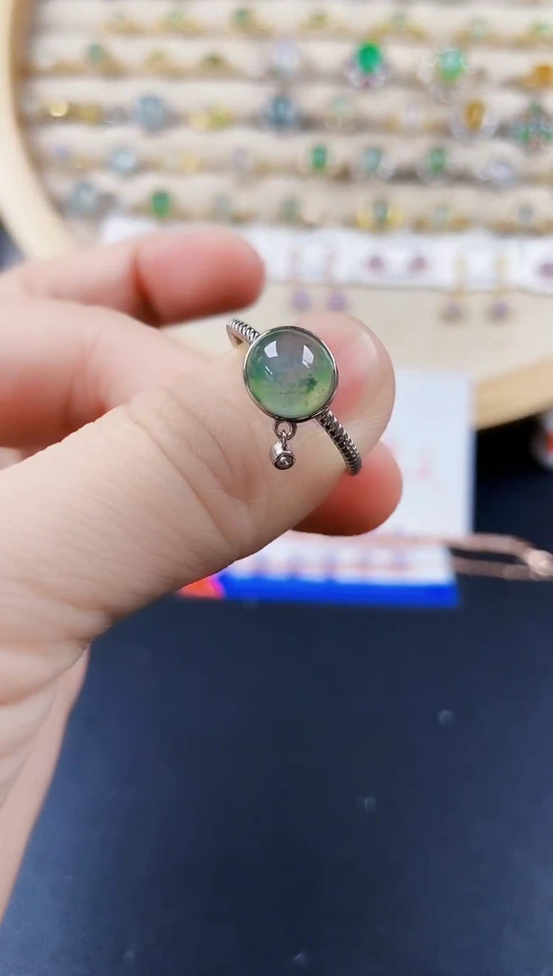 翡翠戒指银S925镶嵌12349
