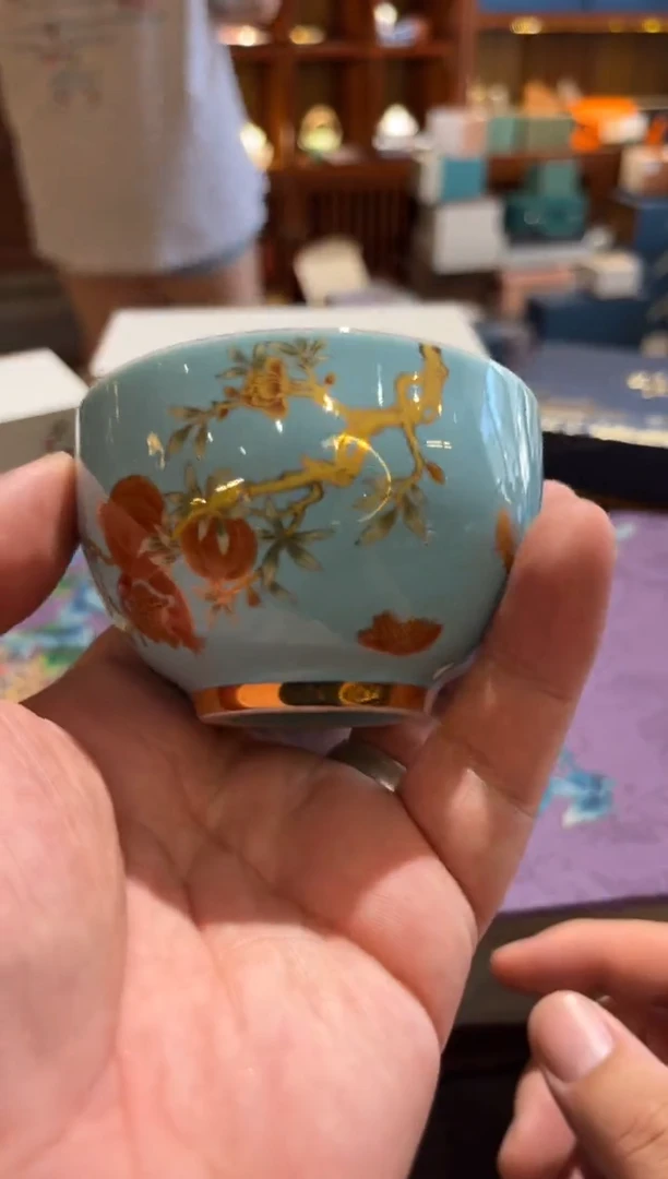 蓝石榴单杯茶具茶具