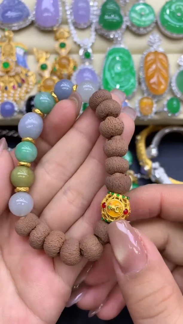 足金镶嵌手链翡翠239-中国好珍宝