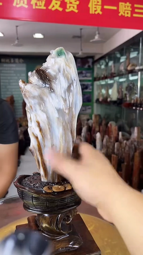 缅甸天然树化玉摆件