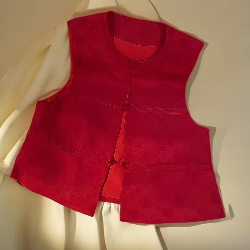 时尚2025早春提花新中式国风设计师款马甲气质百搭显瘦无袖马夹女