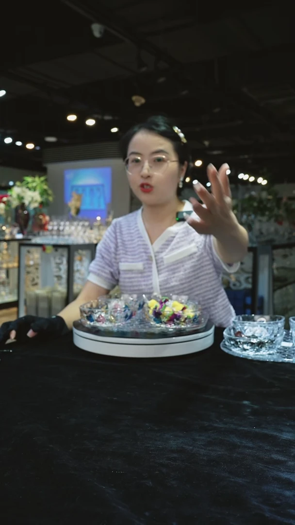 水晶平底款果盘彩色5件套