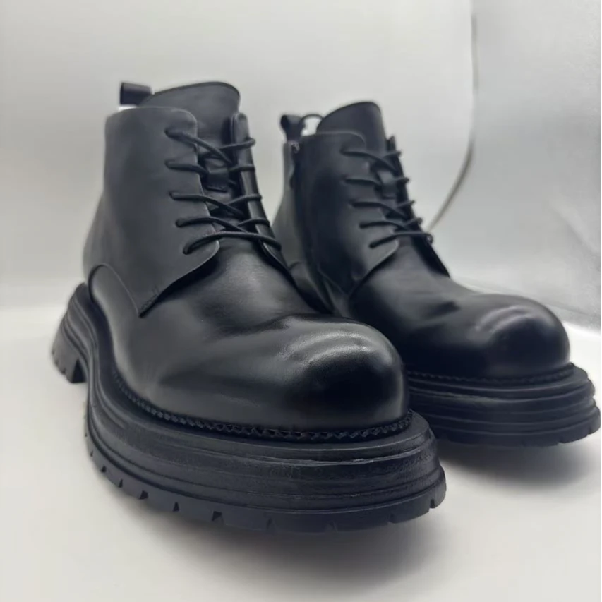 Vicwm2025春季新品休闲厚底时尚潮流百搭男士皮鞋高帮男女款皮鞋