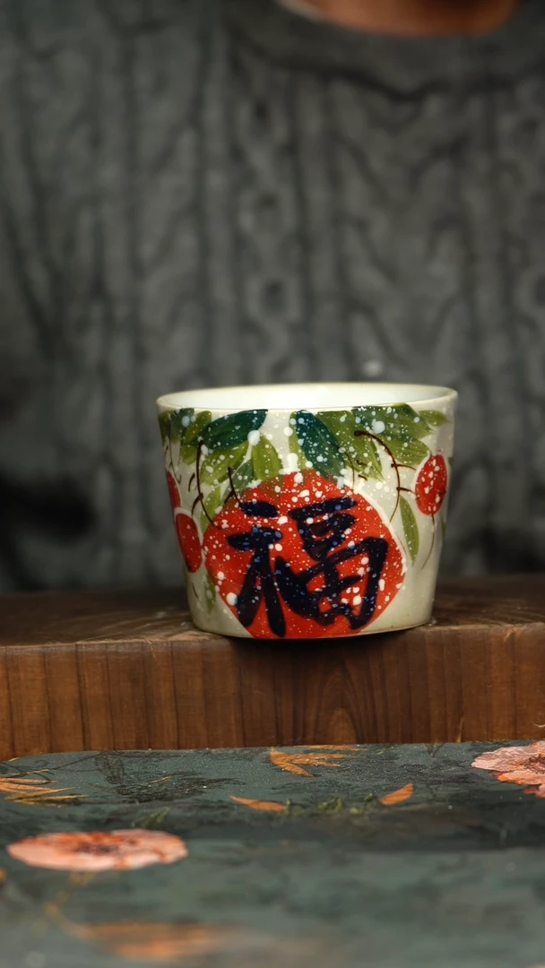 杯釉下彩手工手绘同款陶器