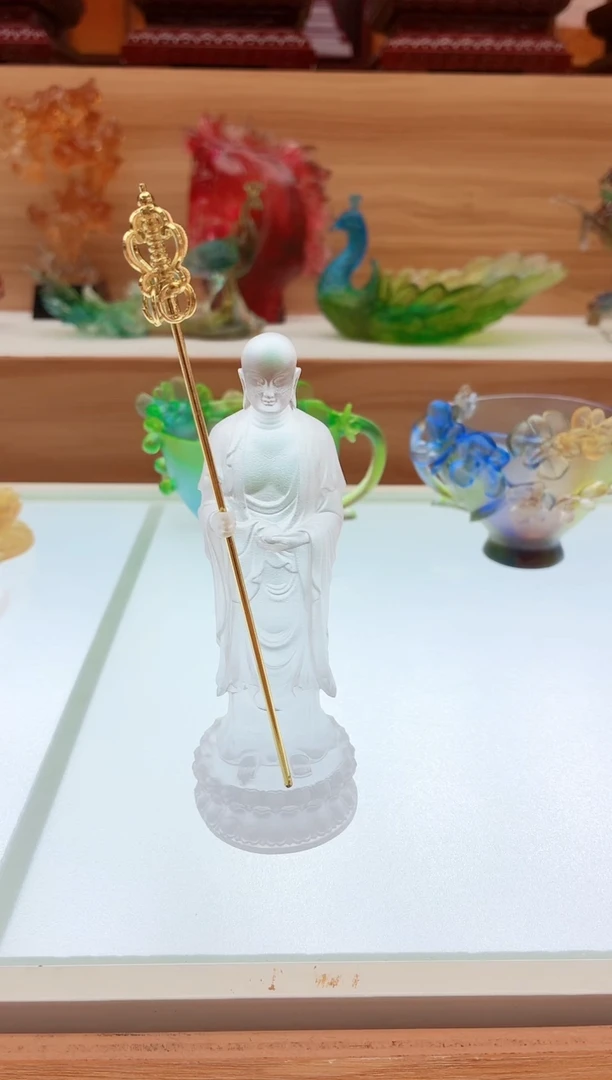 手工艺品琉璃白色地藏菩萨13公分