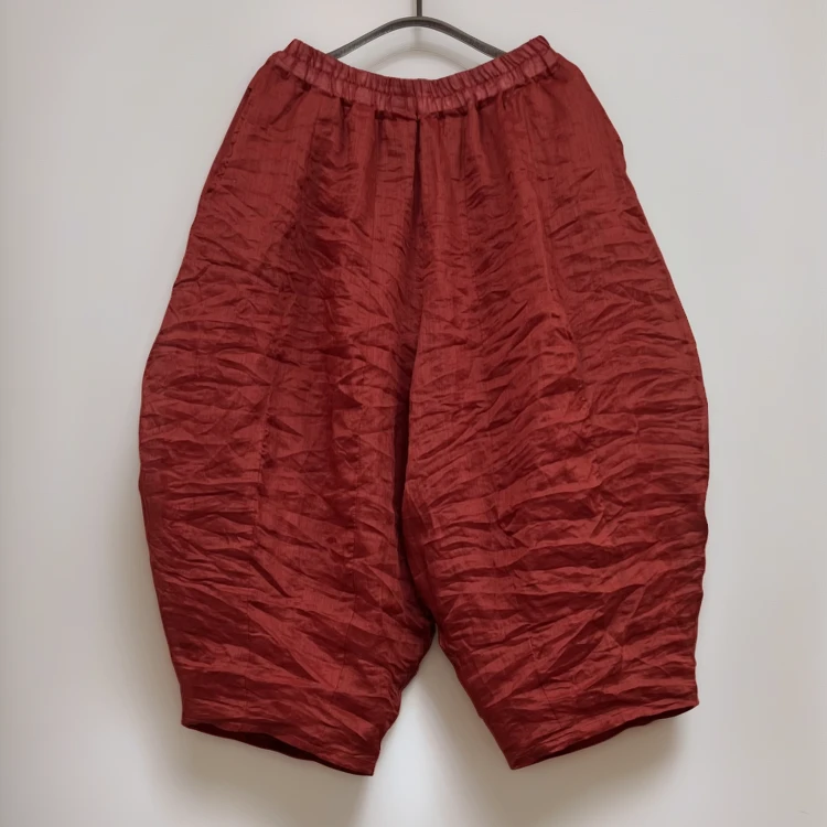 苎麻双层12片南瓜裤休闲复古宽松文艺民族风松紧腰原创设计师款