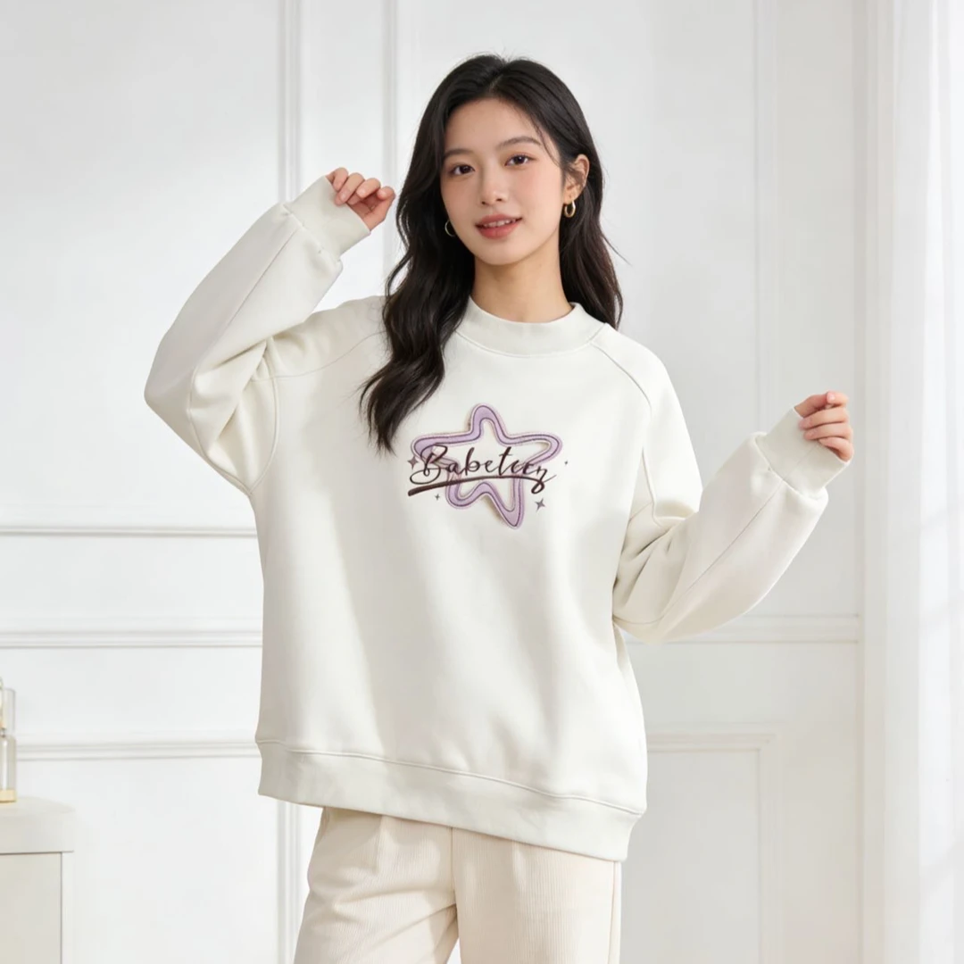 9633719高端专享秋冬款青少年加绒卫衣米色（靠谱）