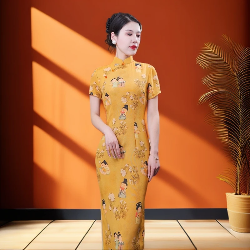 黄莺  2025新款改良旗袍气质日常优雅经典旗袍修身复古显瘦