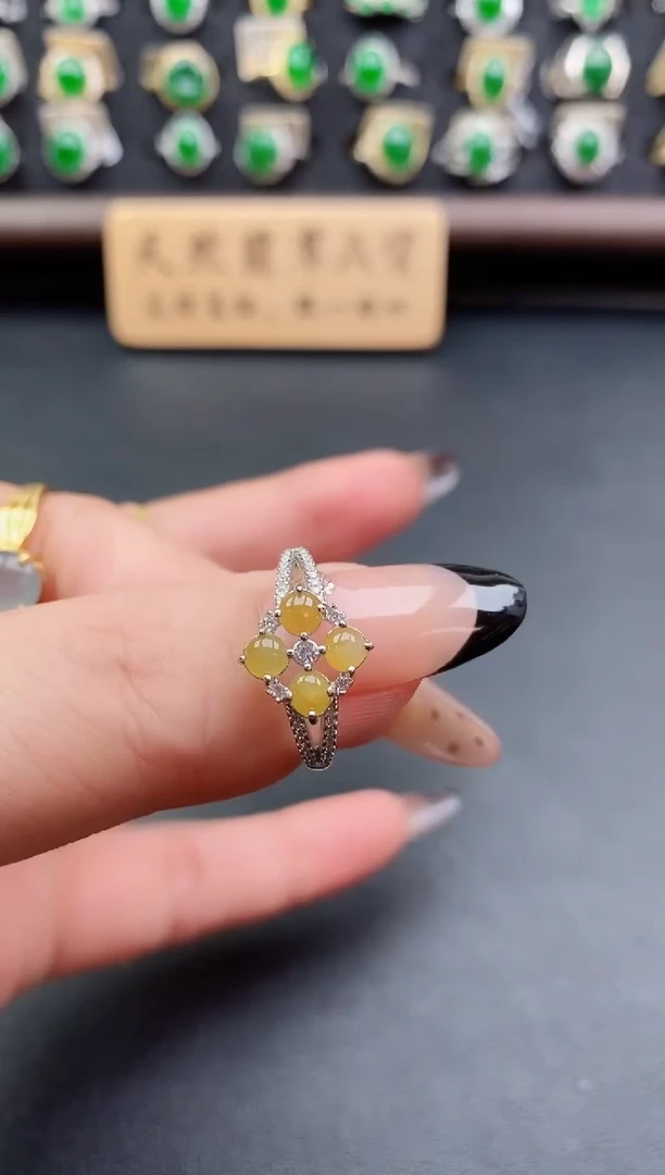 银S925镶嵌戒指翡翠1