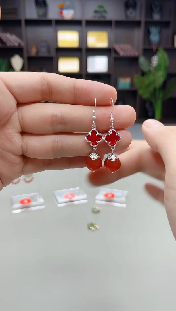 银S925镶嵌耳饰玛瑙/玉髓701000