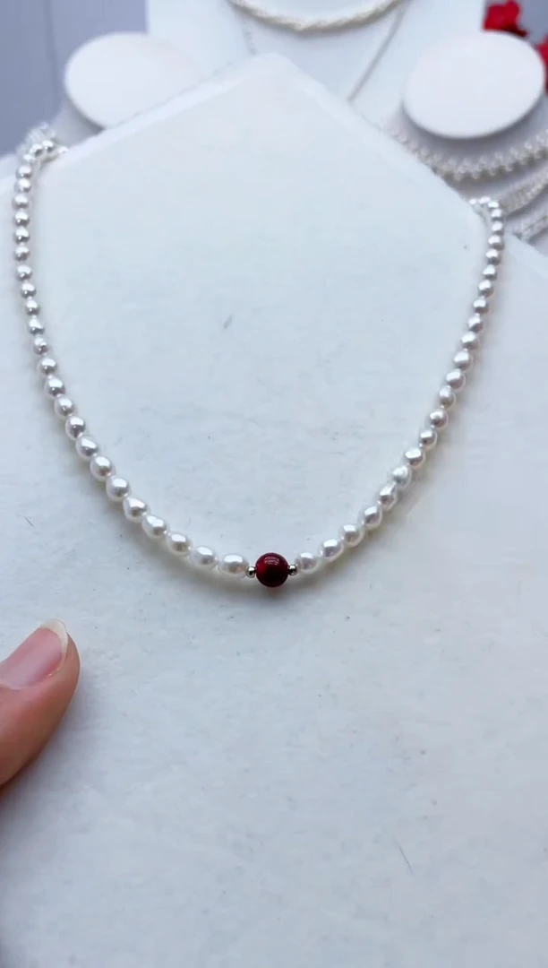 颈饰银S925镶嵌淡水珍珠20