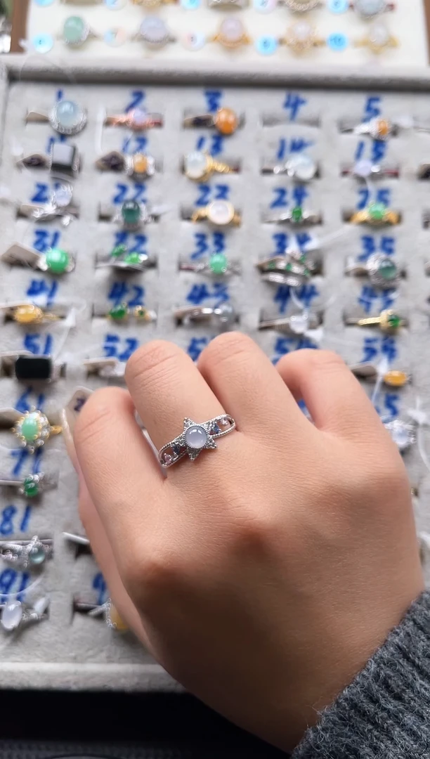 【闪购商品】翡翠戒指银S925镶嵌天然A货翡翠戒指