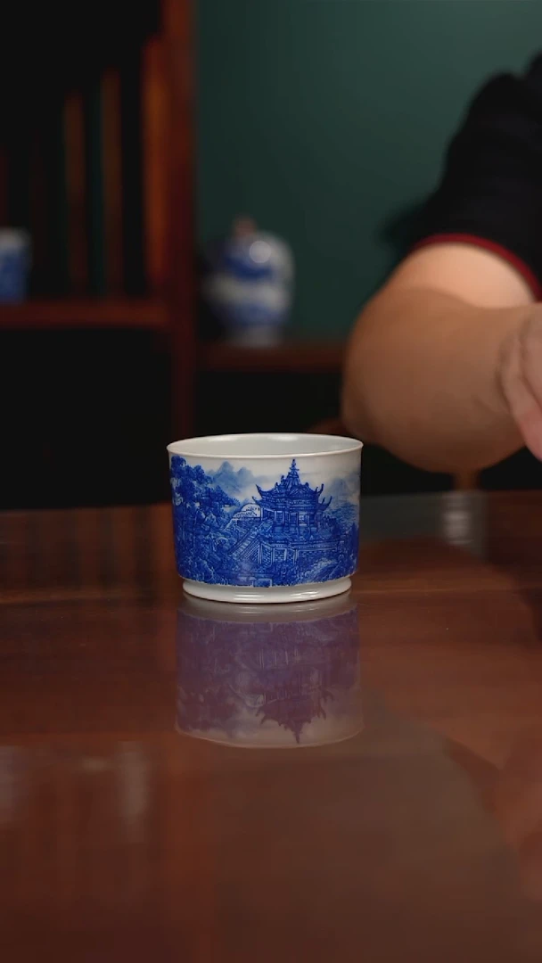 自成堂柴窑青花海桥风华图