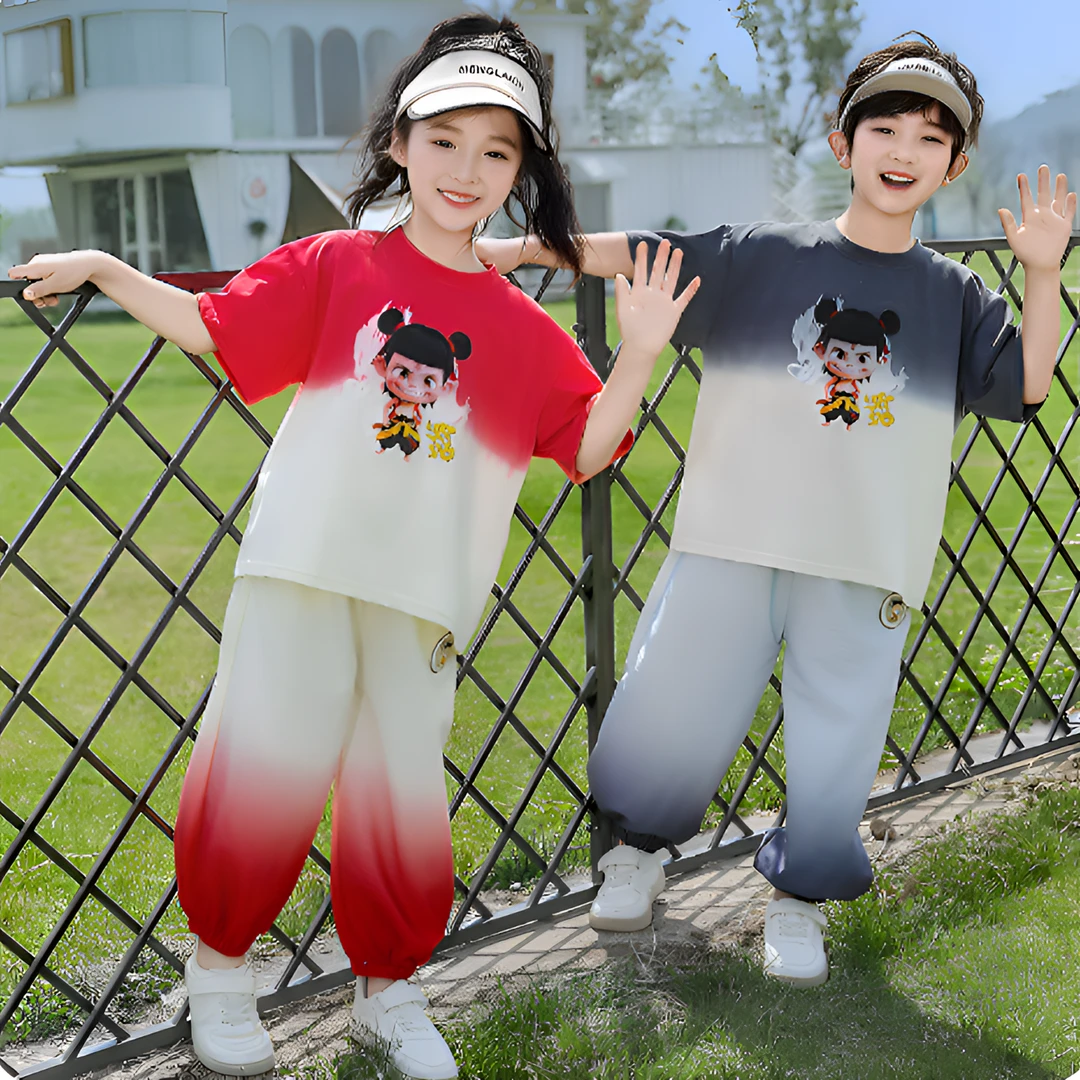 哪咤儿童服装女小童短袖套装夏装2025新款女孩宝宝夏季衣服两件套