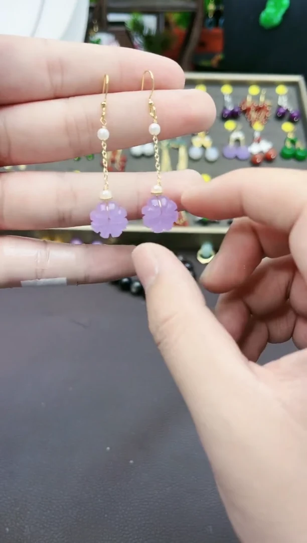 【闪购商品】玛瑙/玉髓耳钉银S925镀金镶嵌504000