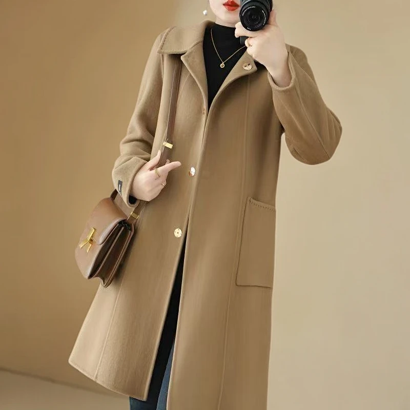C501-C600洋气毛呢外套宽松中长款外套显瘦