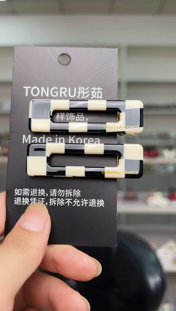 醋酸非金属韩国醋酸品牌发饰方形7cm鸭嘴边夹一对