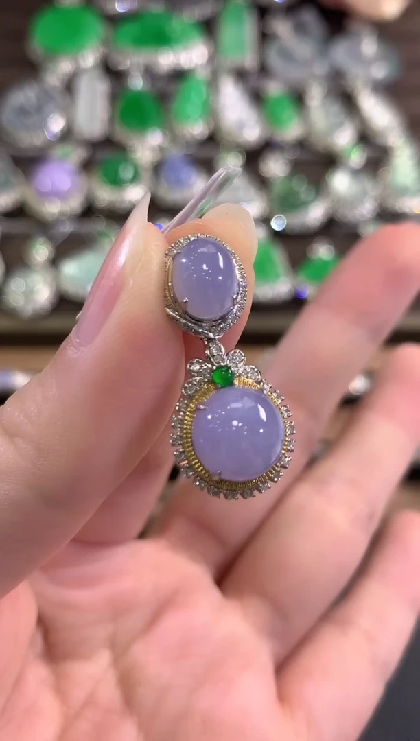 吊坠(不含链)18K金镶嵌翡翠c27紫货有色差