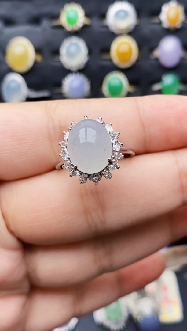 银S925镶嵌戒指翡翠1490