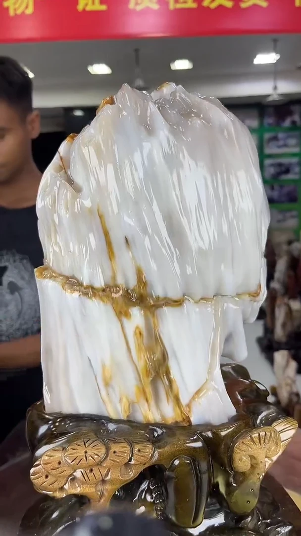 缅甸天然树化玉摆件
