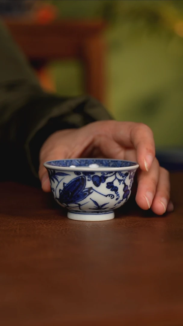 【闪购商品】杯如意堂熊窑 虫草纹小压手