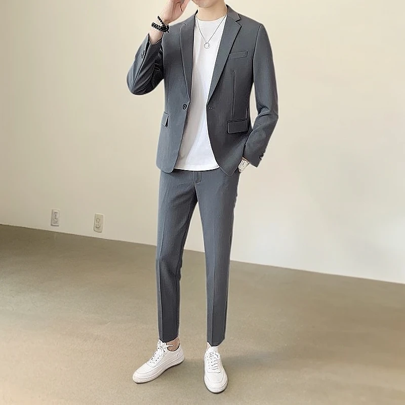 GPTSu薄款韩版小个子高级感西服套装男士修身休闲小西装外套痞帅