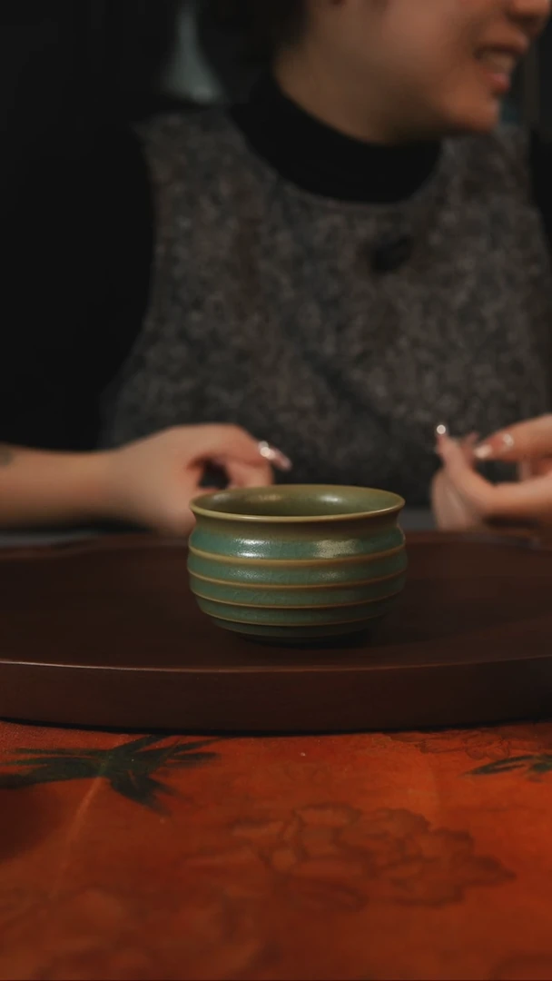 杯子柴烧 玄纹汝州原产地原矿仿古老釉