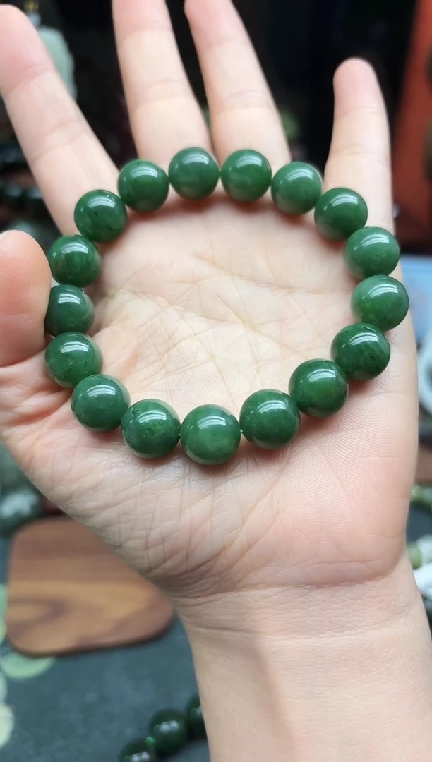 未镶嵌手链和田玉❤***h12MM的碧玉