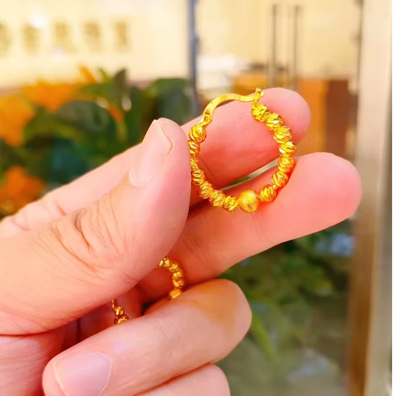 铜合金耳饰  نەپىس ھالقا 素款金色古法金耳环