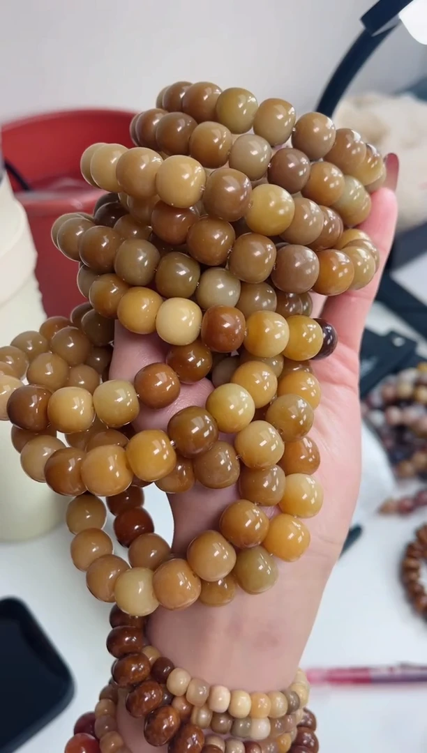 手串菩提根/象牙果e06玉化玻璃底桶珠11*12mm手串随机