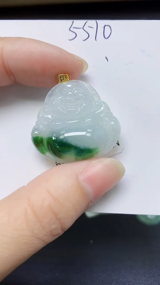 颈饰18K金镶嵌翡翠天然缅甸A货翡翠百元以上9元证书费自理