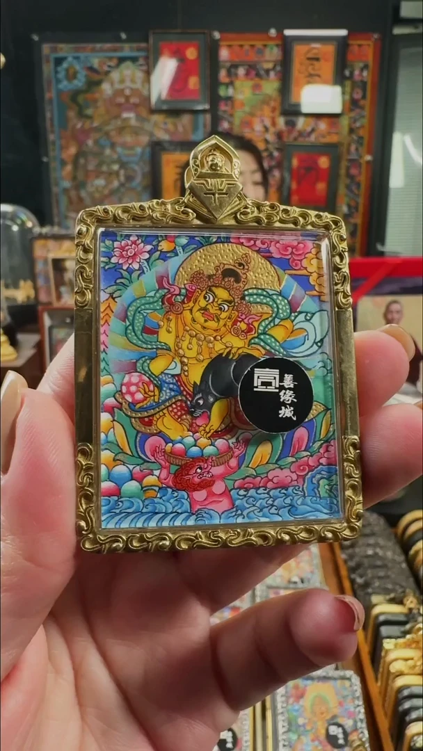 吊坠壹善缘城手绘唐卡黄C