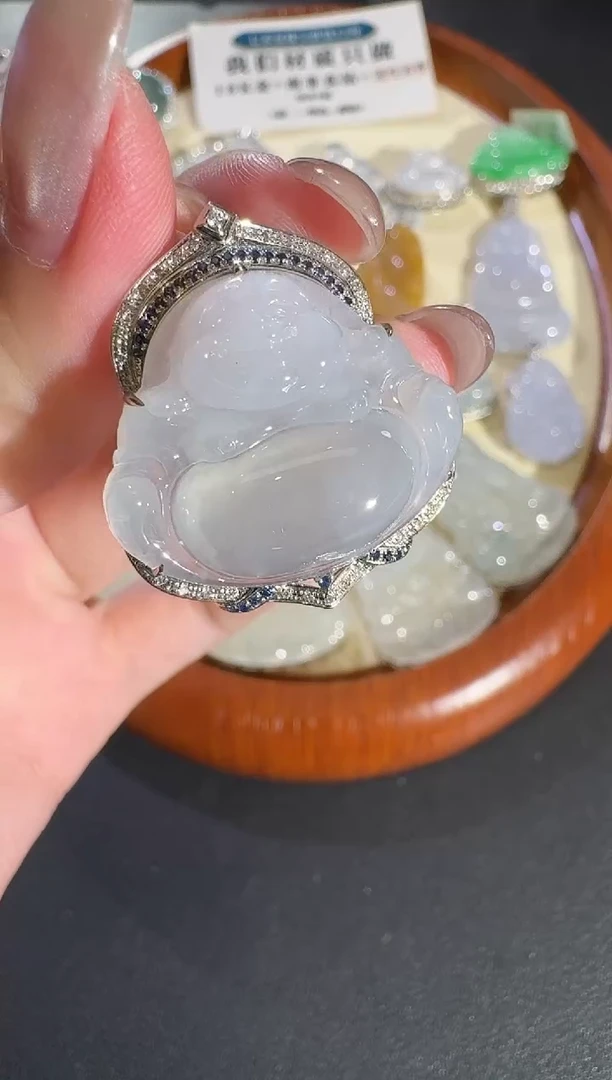 翡翠18K金镶嵌吊坠(不含链)【源头工厂】宝石钻石镶嵌