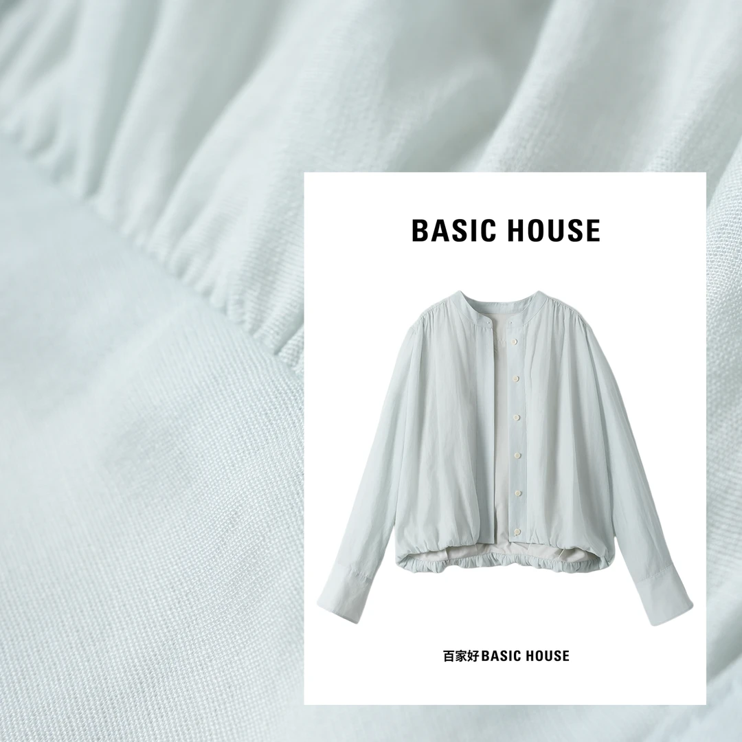 Basic House/百家好2025春季新款圆领设计感单排扣百搭外套2372XX