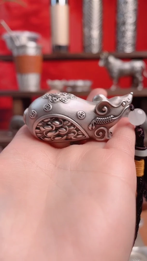 【闪购商品】茶宠做旧十二生肖银摆件（鼠）