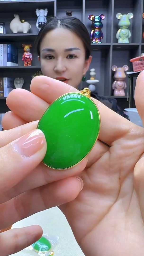 翡翠14K金镶嵌颈饰沉白diy劲饰