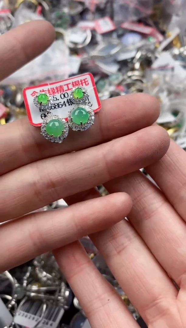 银S925镶嵌戒指翡翠6666-----8
