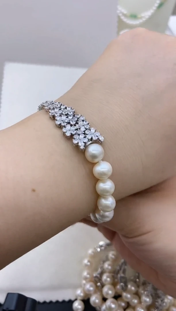 未镶嵌淡水珍珠手链108 8-9mm