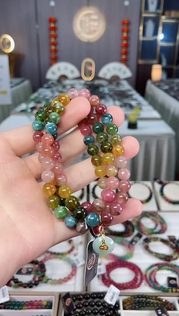 未镶嵌老矿碧玺三圈手串7mm+碧玺xion多样性发货一条