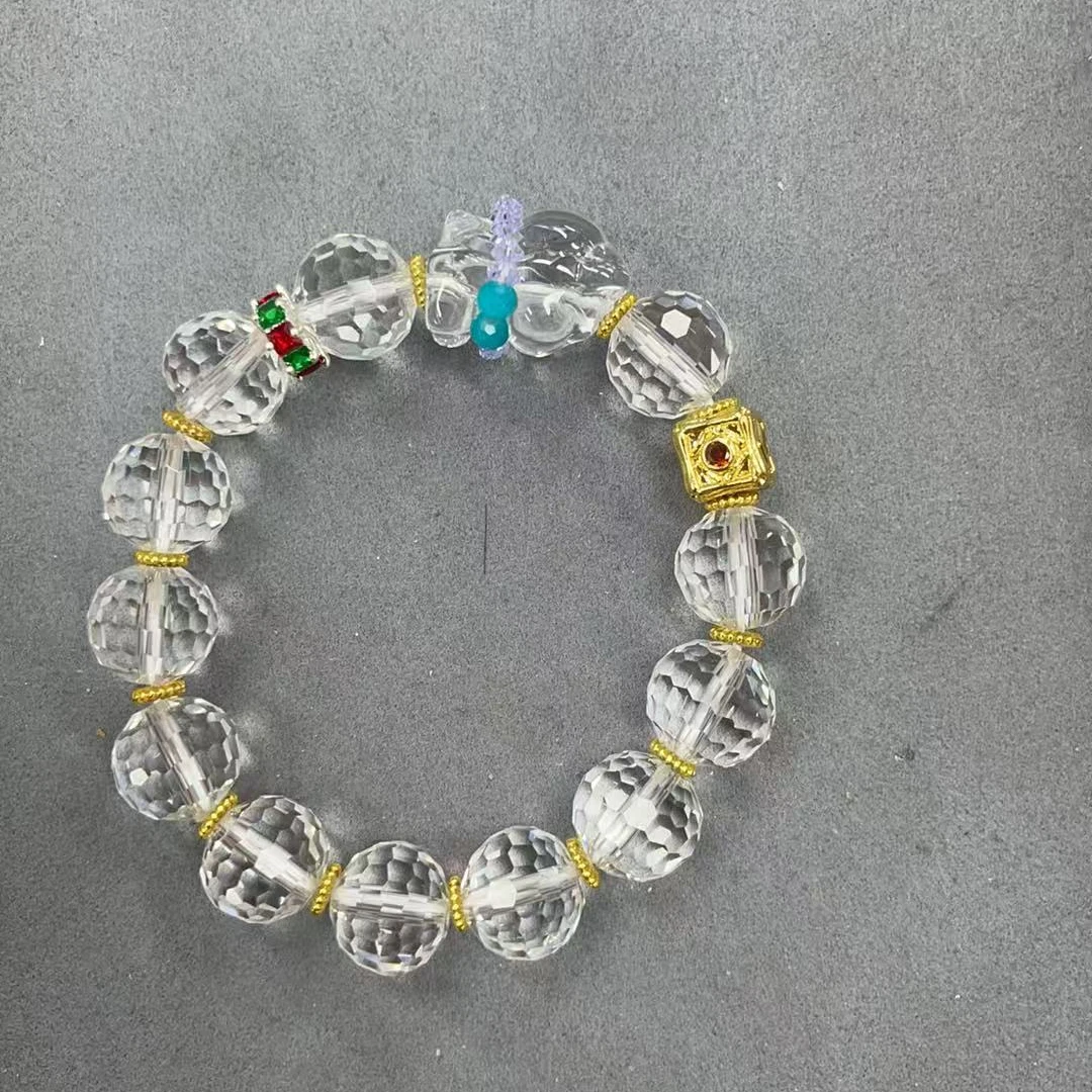 077白水晶刻面圆珠手链