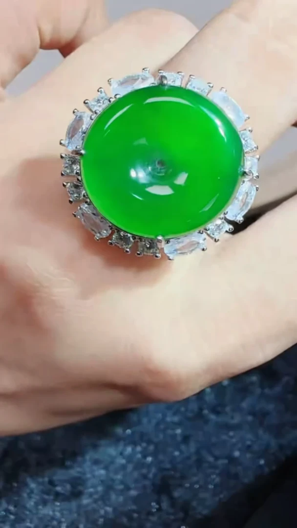 定制翡翠银S925镶嵌翡翠戒指125