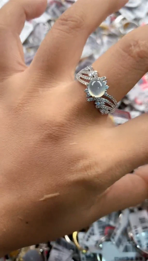 银S925镶嵌戒指翡翠555    10