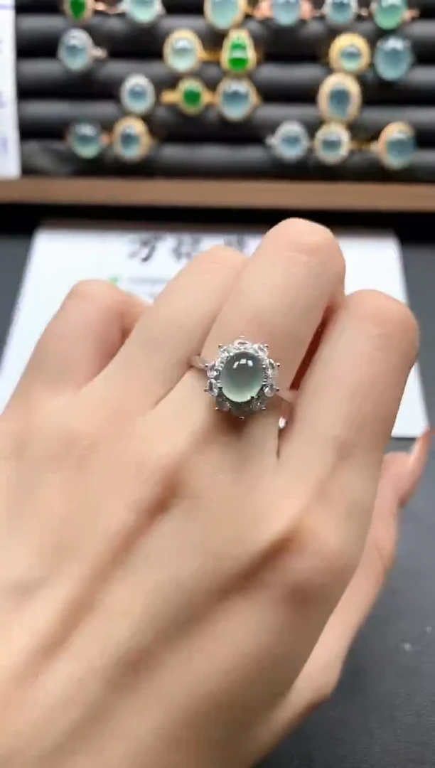银S925镶嵌戒指翡翠1