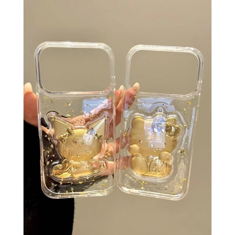 ZMGX可爱金箔滴胶库洛米KT适用iPhone16/17pro滴胶手机壳苹果13女