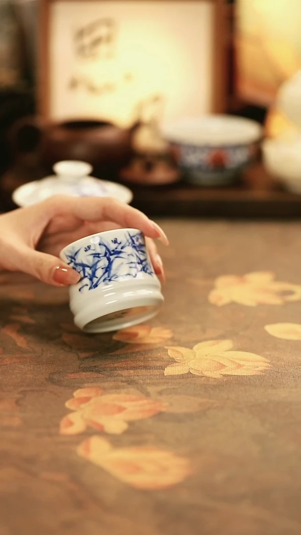 M760C/知微/陶瓷青花定风波竹子竹节杯
