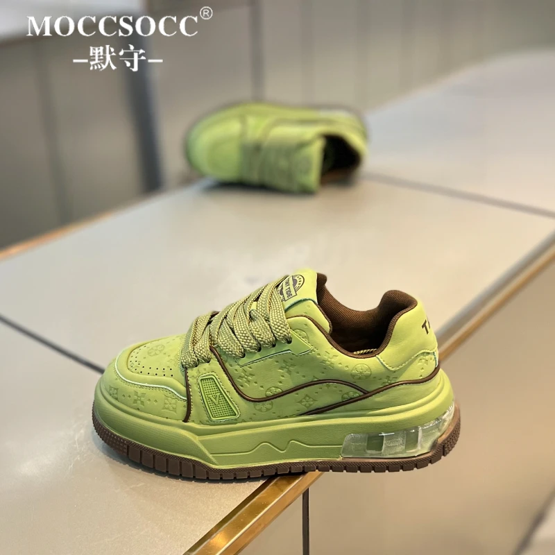 MOCCSOCC板鞋男款轻奢潮流拼色男鞋厚底增高鞋时尚百搭休闲运动鞋