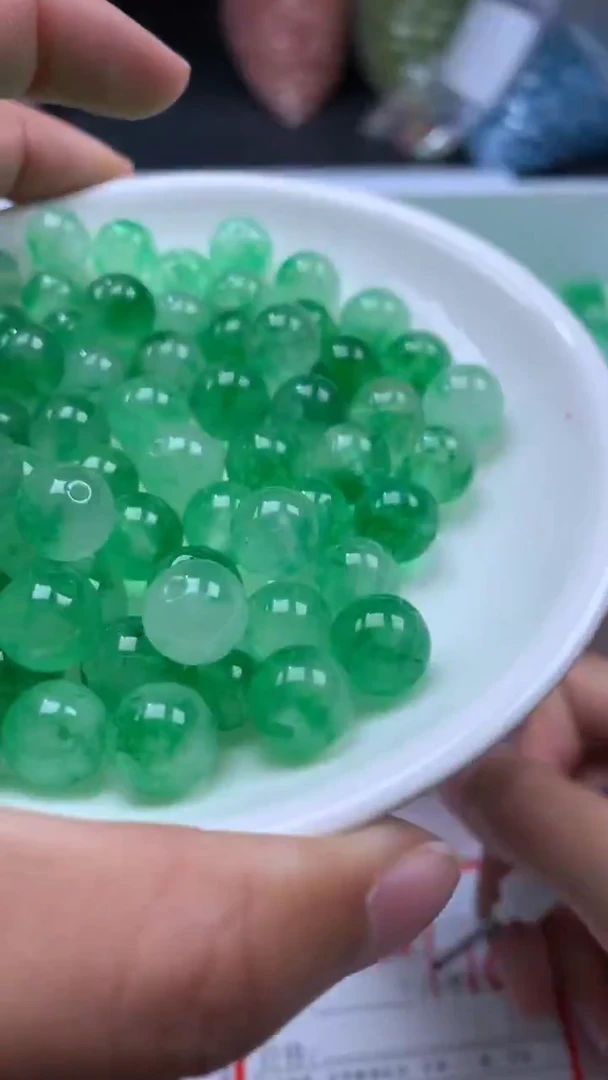 颈饰未镶嵌水晶W3012苹果绿碧玺10MM*10颗