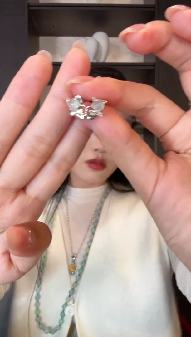 银S925镶嵌翡翠耳饰51