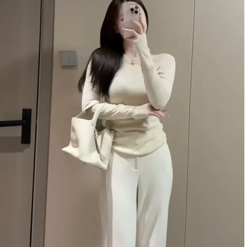 法式打底针织衫女春季2025年新款高级感气质修身显瘦内搭上衣外穿