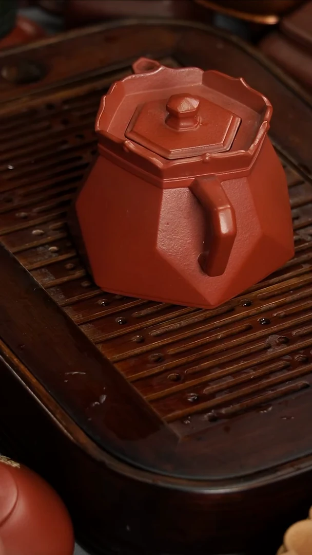 茶壶紫砂陈*龙宜兴紫砂多边僧帽